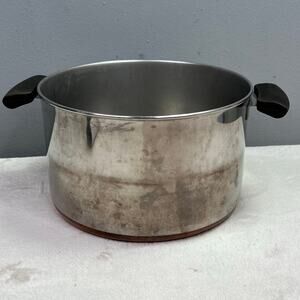 Vintage Revere Ware Copper Clad Stock Soup Pot 5.5 Quart 1801 Stainless Steel